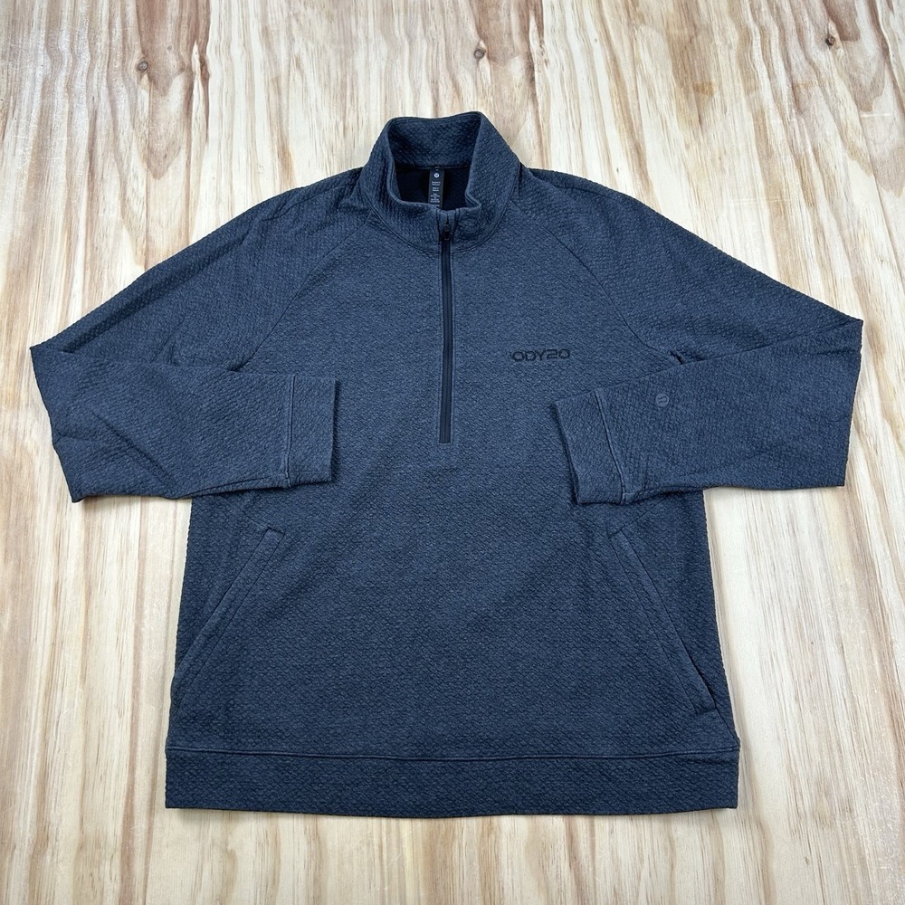 Lululemon Men's Medium Gray Textured 1/4 Zip Fleece Pullover LM3EOYS ODY20